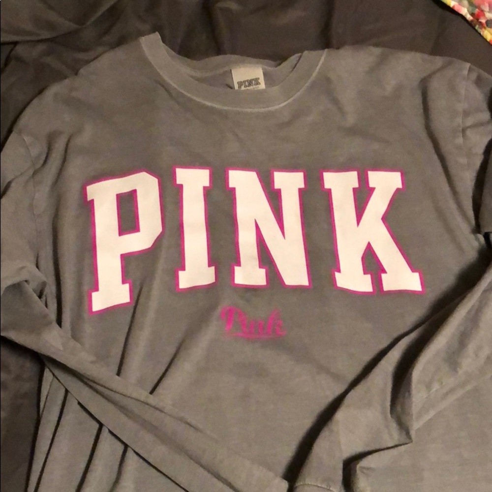 Grey long sleeve PINK t shirt